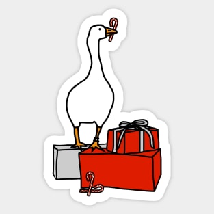 White Goose Steals Christmas Sticker